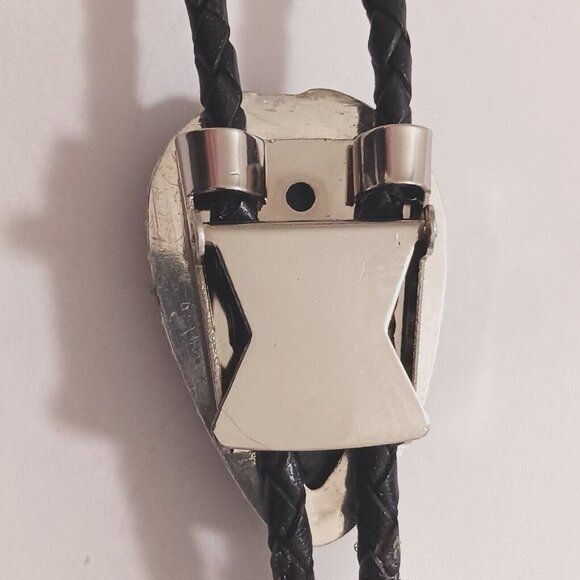 Bolo Tie Azurite Sterling Silver Leather 42" (1298) - Picture 4 of 5